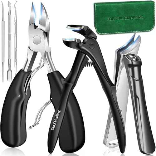 Toenail Clippers for Seniors Thick Toenails, 2025 Upgrade Long HandleToe Nail Clippers with Angled Head, 45¡Æ Slanted Toenail Clippers and 37mm Wide Opening Ingrown Nail Clippers, 6PCS