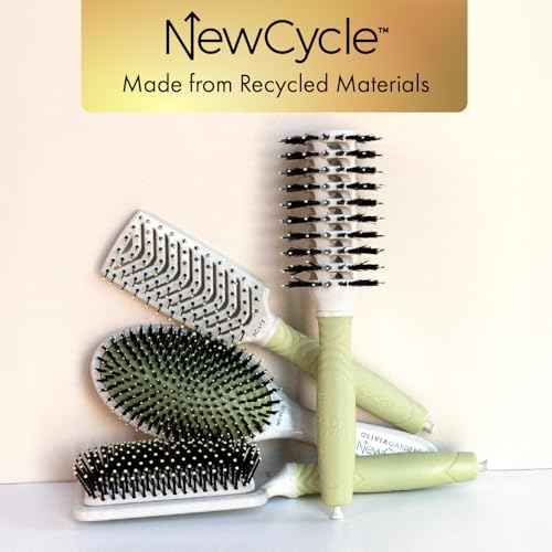 Olivia Garden NewCycle Professional Hair Brush is made from 100% recycled materials (except bristles and cushion), styles all hair types quickly and creates long lasting styles