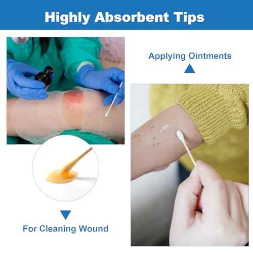 JMU 6 Inch Sterile Cotton Tipped Applicators, 2000 Count Long Cotton Swabs, Wood Shaft Medical Swabs, 10 Boxes
