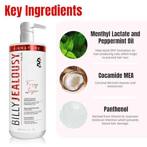 Billy Jealousy Fuzzy Logic Strengthening Mens Shampoo, Adds Volume, Prevents Hair Loss, Promotes Circulation & Healthy Growth, Peppermint Scent