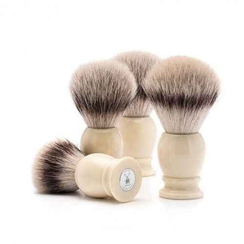 M?HLE Classic Black X-Large Silvertip Fiber Shaving Brush - Synthetic Luxury Shave Brush for Men, Rich Lather