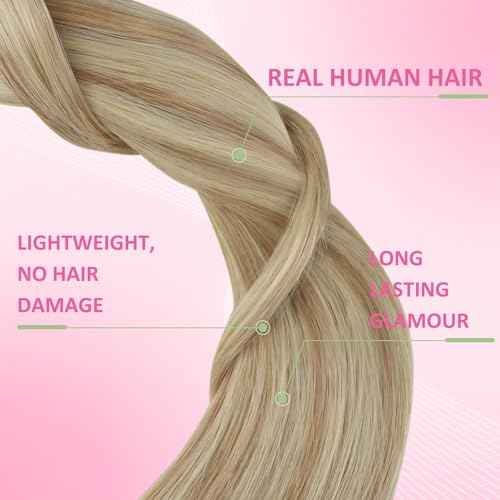 YoungSee Blonde Tape in Human Hair Extensions Long Hair Extensions Real Human Hair Tape-in Invisible Tape ins Hair Extensions for Women 24 Inch 20pcs 50g Tapes Extensions Straight Hair
