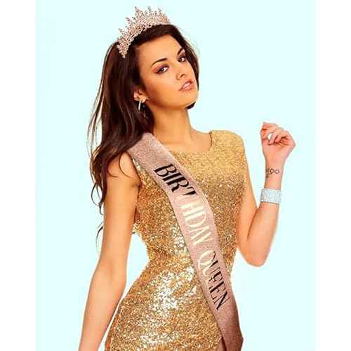 COCIDE BIRTHDAY QUEEN Birthday Sash for Women Tiaras for Girls Happy Birthday Decorations Set Rhinestone Headband Sashes Hair Accessories Glitter Crown for Party Supplies