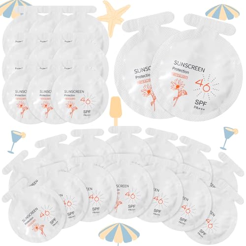 50 Pcs Sunscreen Bulk Mini Travel Size Sunscreen Packets SPF 46+ Summer Party Gifts for Women Girl