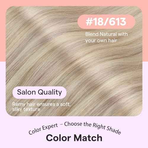 Full Shine 22 inch Blonde Hair Extensions Clip in Human Hair, Ash Blonde Highlights Clip in Hair Extensions Real Human Hair, Straight Thick Full Head 7pcs 120g