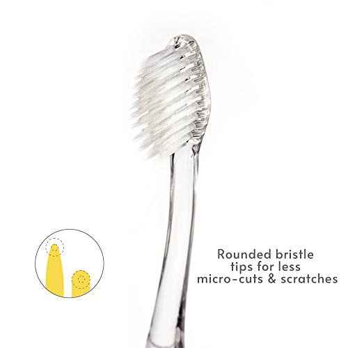 Nano-b Manual Toothbrush Set for Adults with Sensitive Gums, Silver Soft/Medium Bristles, Travel Cases, Blue, Pink, Green, Crystal, 4-Pack