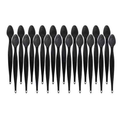 20 Pcs Lip Exfoliator Scrub Brush, Ooloveminso Silicone Lip Scrubber Exfoliating Brush, Soft Double-Side Lip Exfoliator Tool for Dark Lips, Lip Care and Beauty-Black