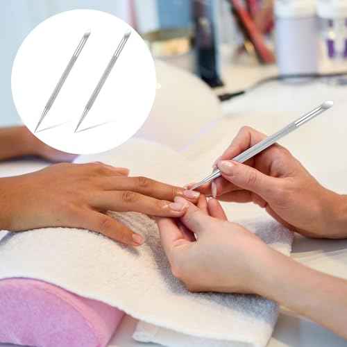 2 PCS Nail Cuticle Pusher Pen, Metal Double Ended Tools for Nails, Stainless Steel Cuticle Pusher Nail Dotting Pen, Professional Cuticles Remover Tool for Manicure Pedicure Nails Art Care Tools