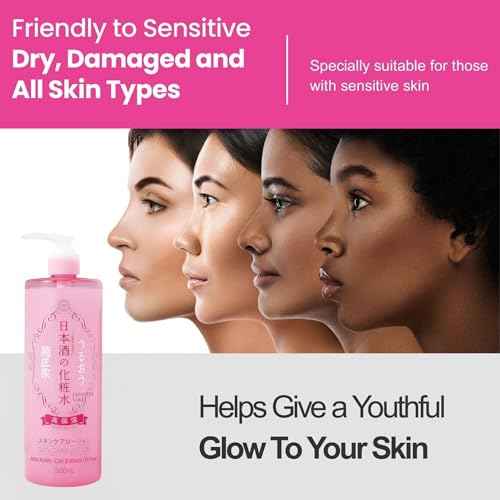 Kikumasamune Face Moisturizer for Dry, Oily, Sensitive Skin (Facial Toner Lotion+Serum)