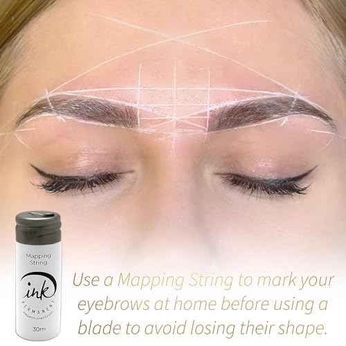Ink Permanent Face Razors for Women with White Brow Mapping String Kit, 7 Eyebrow Razors with Pre-Inked Mapping String for Facial Hair Removal for Women, Brow Mapping Kit, Eyebrow Razor