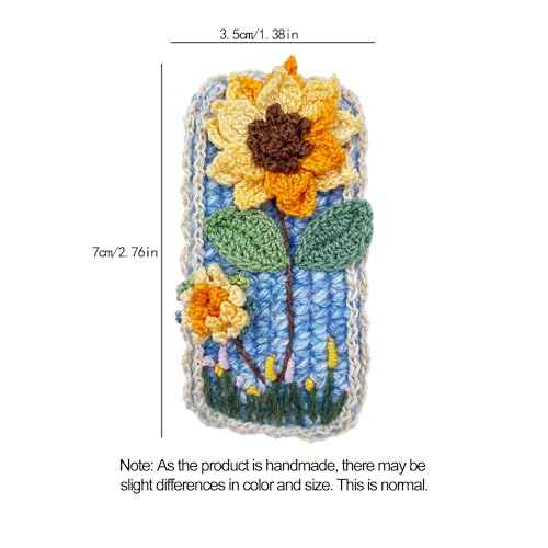 Coolideas handmade micro-hook crocheted hair barrettes yarn Handcrafted fine crocheted hair clips, creative hand made knitted side hair accessories for female (#11 Sunflower)
