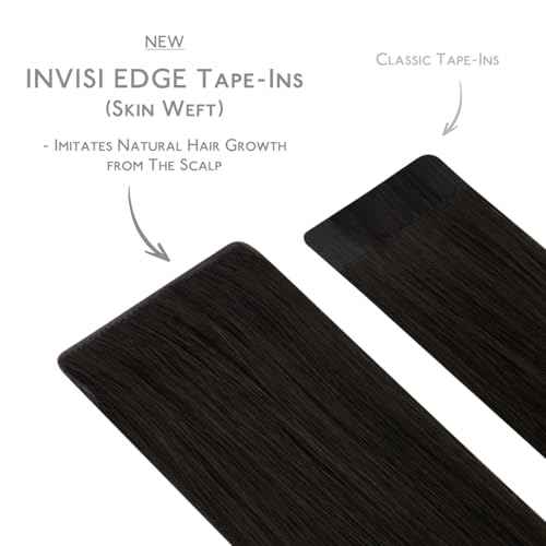 WENNALIFE Invisi Edge & Classic Tape in Hair Extensions Human Hair, 20 Inch 100g 40pcs(20pcs Invisi Edge & 20pcs Classic) Dark Brown Invisible Luxury Remy Hair Natural Seamless Injected Tape Ins