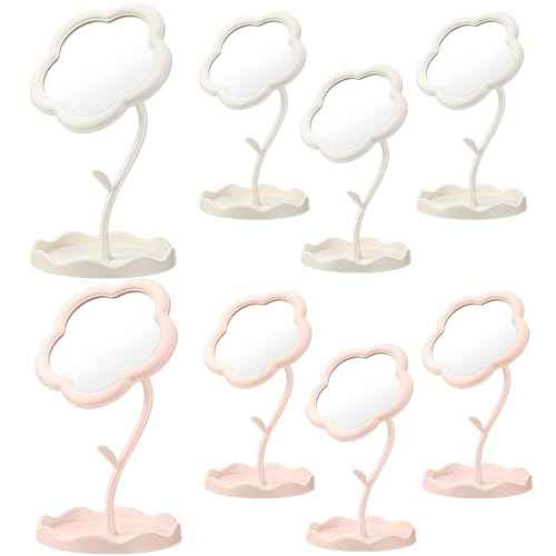 8 Pcs Flower Shaped Mirror Spa Party Makeup Mirror Sleepover Party Favor for Spa Sleepover Slumber Birthday
