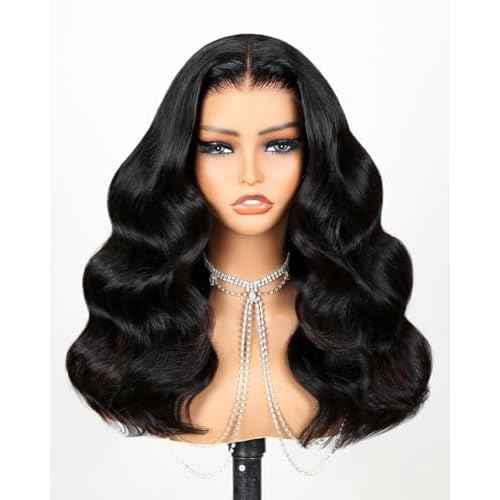 Glueless Wigs Human Hair Pre Plucked Pre Cut 6x6 HD Lace Closure Body Wave Lace Front Wigs Human Hair Pre Bleached Ready to Go Glueless Body Wave Wig 20Inch