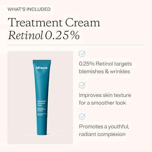 MDacne 3 Step Retinol Acne Kit - Retinol Cream 0.25%, Salicylic Acid Cleanser, Niacinamide Moisturizer - Plant-Based products for Hormonal Acne, Blemishes, and Wrinkles. 30 Day Complete Acne Care Kit
