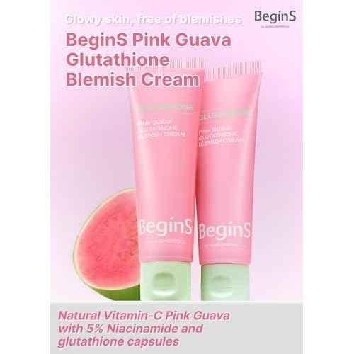 Pink Guava Glutathione Blemish Cream 1.7 Fl Oz, Facial Moisturizer with 99% Pure Glutathione, Niacinamide and Vitamin C, Lightweight Hydration, Korean Skincare for Daily Use