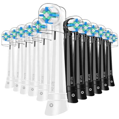 12 Pack Replacement Heads with Medium Soft Bristles Compatible with Oral b IO 2/3/4/5/6/7/8/9/10 Series Electric Toothbrush, IO Brush Heads Compatible with Oral b (Black/White)