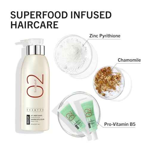 Biotop Professional 02 Eco Dandruff Shampoo - Dry Scalp Treatment & Hydrating Shampoo with Pro Vitamin B5, Zinc Pyrithione & Chamomile - Reduces Irritation and Prevents Future Dandruff (33.8oz)