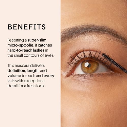 Winky Lux Detail Oriented Mascara ? Slim Tightline Mascara with Skinny Micro Spoolie, Lengthening, Volumizing, Defining, Curling & Buildable Formula, Black for Top & Bottom Lashes