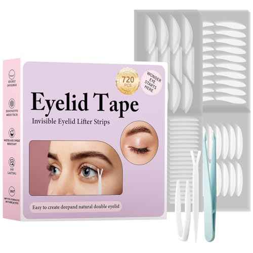 720PCS Invisible Eyelid Tape - Eyelid Lifter Strips - Eyelid Tape for Hooded Eyes Invisible, Instantly lifts loose Skin Around The Eyes Without Surgery, Creating Deep, Natural-looking Eyelids Easily