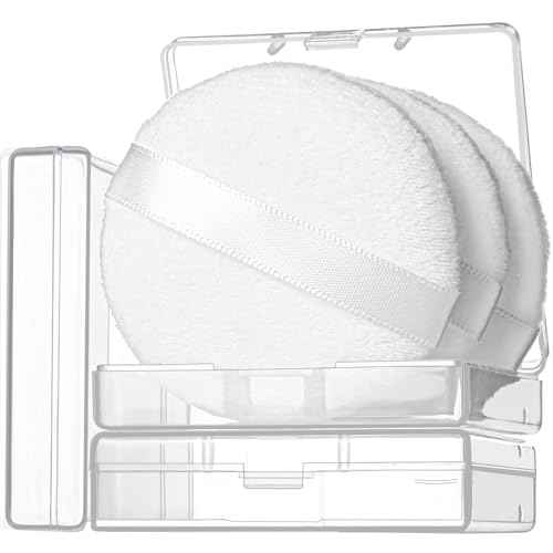 Teenitor 3pcs Setting Powder Puff 2.36 Inch, Soft Applicator for Loose and Pressed Powder, Face Makeup Puff With Cases