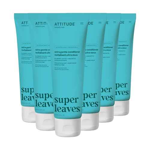 ATTITUDE Extra Gentle Hair Conditioner, Soothes Dry Scalp, Naturally Derived Ingredients, Vegan Detangler, Dermatologically Tested, Unscented, 8 Fl Oz (Pack of 6)