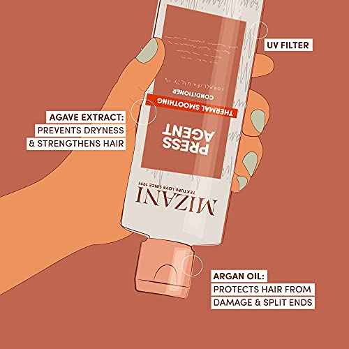 Mizani Press Agent Sulfate-Free Conditioner - Detangles Hair For Heat Styling, Blowout & Silk Press and Seals Hair From Humidity, Thermal Smoothing With Argan Oil