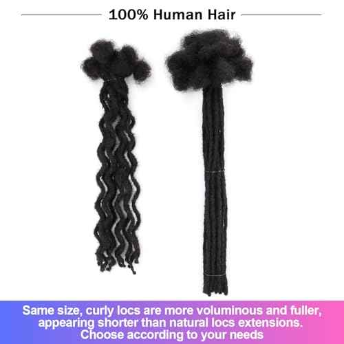 Curly Wave Loc Extensions Human Hair 0.4cm&0.6cm width 6-18 inch 10,30 strands 100% human hair locs extensions for men women Handmade Permanent Dread Extensions0.6cm 16inch 30strands