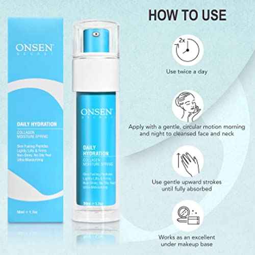 Onsen Anti Aging Moisturizing Lotion Organic Daily Hydration Day and Night Cream Anti Wrinkle Collagen All Natural Skin Face Moisturizer for Women 1.69 fl oz/50 ml