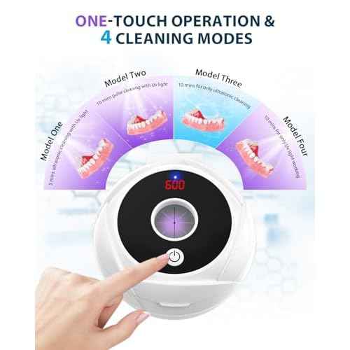 Ultrasonic Retainer Cleaner-45kHz Retainer Cleaner Machine,4 Modes Ultrasonic Cleaner for Dentures, Aligners,Mouth Guards, Braces,Toothbrush,Jewelry-200ML Dental Pod(White)