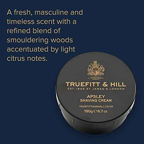 Truefitt & Hill Shaving Cream Bowl - Apsley - Premium Glycerin-Based Lather, Smooth Glide, and Hydration for a Luxurious Shave - 6.7 oz.