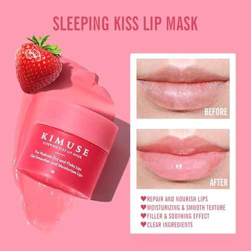 KIMUSE Lip Mask Set, 4PCS Lip Sleeping Mask Overnight Treatment Lip Care Products, Moisturize & Nourish, Cracked Dry Lips, Intense Hydration with Shea Butter (SET)
