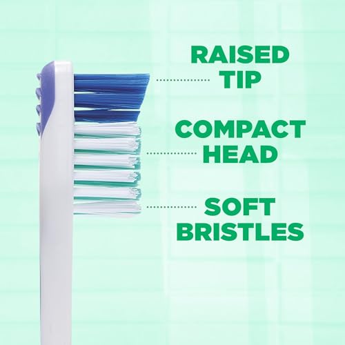 GUM Super Tip Toothbrush, Soft Bristle Toothbrush for Adults with Tongue Cleaner, Compact Head, 1ct (Pack of 12)