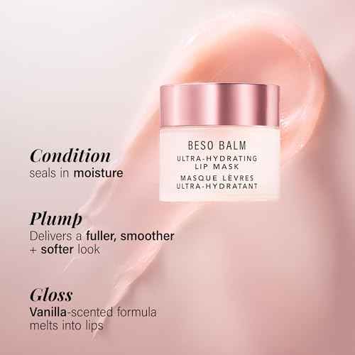 JLO BEAUTY Lip Mask, Vanilla Scented, Ultra Hydrating Lip Gloss Finish, Helps Visibly Plump, Smooth & Soften, Daytime or Overnight Sleeping Mask to Moisturize Flaky, Dry Lips, Beso Balm, 3 Pack
