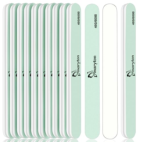 Maryton Nail Buffer and Shine Kit - 10pcs Nail Shine Buffer Blocks for Natural Nails Polisher Fingernail Buffer Buffing File 400 6000 Grit