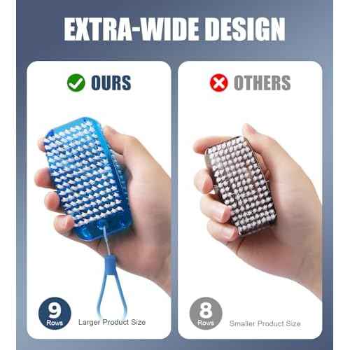 Nail Brush for Cleaning Fingernails, Larbois 2 Pack Two-Sided Extra-Wide Fingernail Brush for Cleaning Stiff Bristles Nail Scrubber Brush Mechanic Hand Scrub Brush with Hanging Rope
