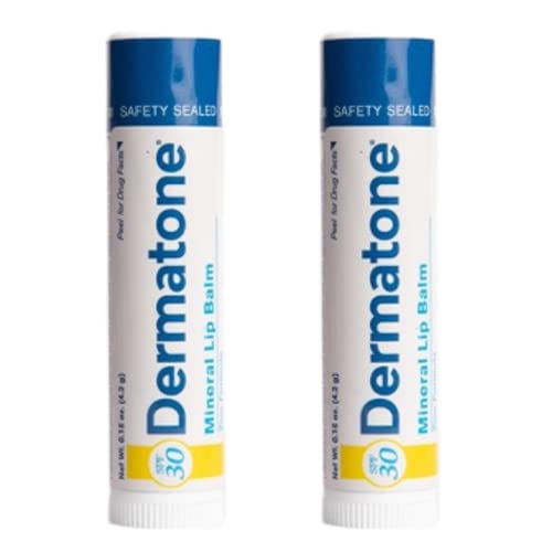 Dermatone Mineral Lip Balm SPF 30 | Moisturizing, Reef Safe, Oxybenzone Free | Broad Spectrum Sunburn Protection | Zinc Oxide Lip Sunscreen | Lip Balm with Sunscreen SPF 30 | 0.15 oz (2-Pack)