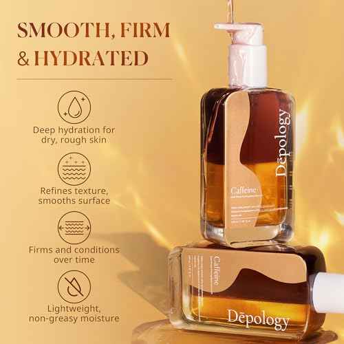 depology Caffeine Body Firming Serum Oil ? Non-greasy Hydrating Body Glow Dual-Phase Oil for Dry, Aging Skin with Gua Sha Tool ? Skin Tightening Oils with Squalane, Camellia & Caffeine ? 5.07 fl oz