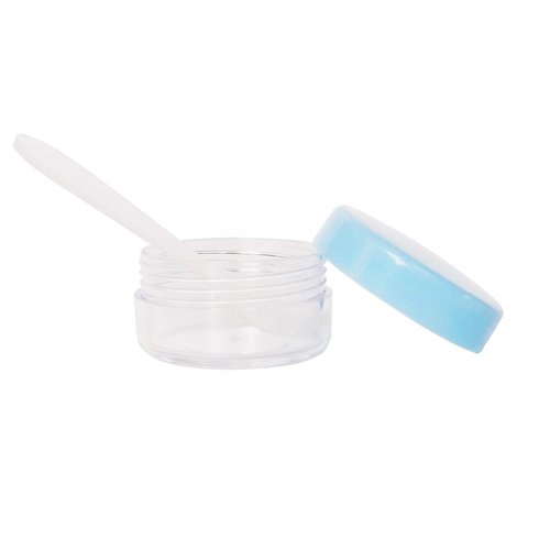 Wopanxye 12pack 10ml Makeup Sample Jars, BPA Free, Small Empty Cosmetic Container, Plastic Round Pot Blue Screw-up Cap Lid, 10g Jar for Lip Gloss Scrubs Salves Ointments Facial Creams Bath Lotions