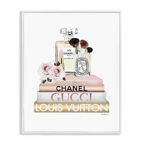 Stupell Industries Fashion Essentials with Iconic Glam Brands, Design by Amanda Greenwood White Framed Wall Art, 24x30