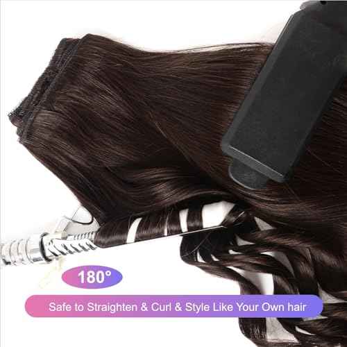 MEYOFUN Dark Brown Clip in Hair Extensions, 2 Dark Brown Hair Extensions Real Human Hair, Invisible Seamless Remy Human Hair Clip Extensions for Women 8pcs Per Set with Double Weft 20 Inch 105g