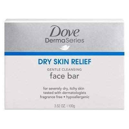 Dove Derma Series Dry Skin Relief Gentle Cleansing Face Bar, 2 Little Bars (Pack of 2)
