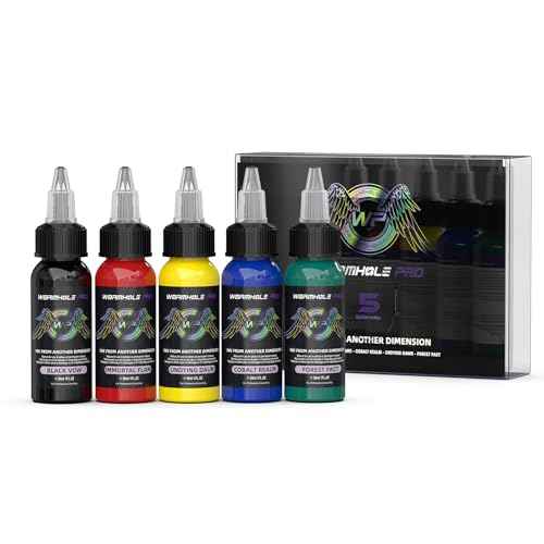 Tattoo Ink Set, Premium Long Lasting Vivid Color Vegan Tattoo Ink Pigment Kit Supplies Ink (5 Colors 1 fl oz)