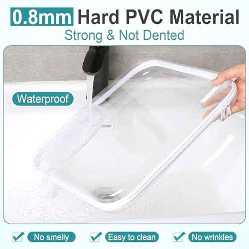 Sanwuta 10 Pcs Hard Zipper Case Clear Hard Pouches Plastic Zipper Pencil Box Toy Storage Bins Portable Plastic Container for Travel Toiletry Office Cosmetic Block Puzzle Organizer(L,Clear)