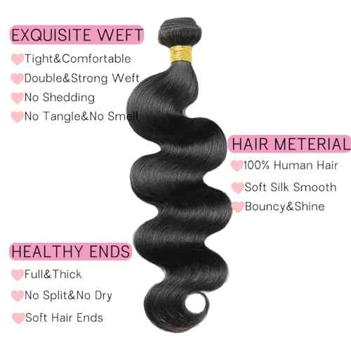 Body Wave 3 Bundles 22 24 26 Brazilian Virgin Human Hair Extensions Curly Wet and Wavy Bundles Remy Hair Weave for Black Women Natural Black