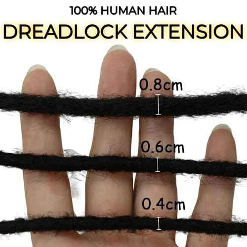 0.4cm & 0.6cm Width, 4-14 Inches10, 30, 60, 100 Strands Options 100% Real Human Hair Dreadlock Extensions for Men/Women/Kids, Handmade Permanent Loc Extension Bundles (0.6cm, 10inches, 60Strands)