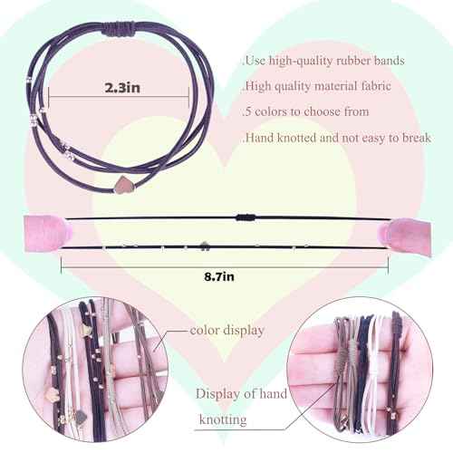 20 PCS Boho Hair Ties, Women's Hair Tie Bracelets in 5 Neutral Colors, Ponytail Holders for Thick or Thin Hair, Cute No-Damage Elastics (20PG6)
