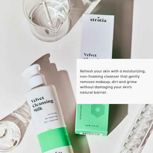 Stratia Velvet Cleansing Milk - Gentle Cream Face Cleanser, Moisturizing & Non-Foaming with Chamomile, Olive Oil & Aloe Vera, 16 Fl Oz