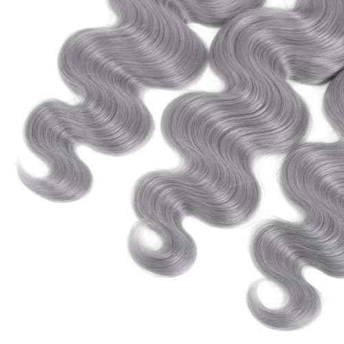 30 32 34 inch Grey Bundles Human Hair Silver Bundle Gray Body Wave Bundles 8A Brazilian Remy Gray Hair Extensions 300g