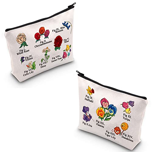 MEIKIUP Alice Fairy Tale Theme Gift Wonderland Alice Flowers Makeup Bag Zipper Pouch Fairy Tale Makeup Bag Fairy Tale Lover Gift (A Flowers Bag)